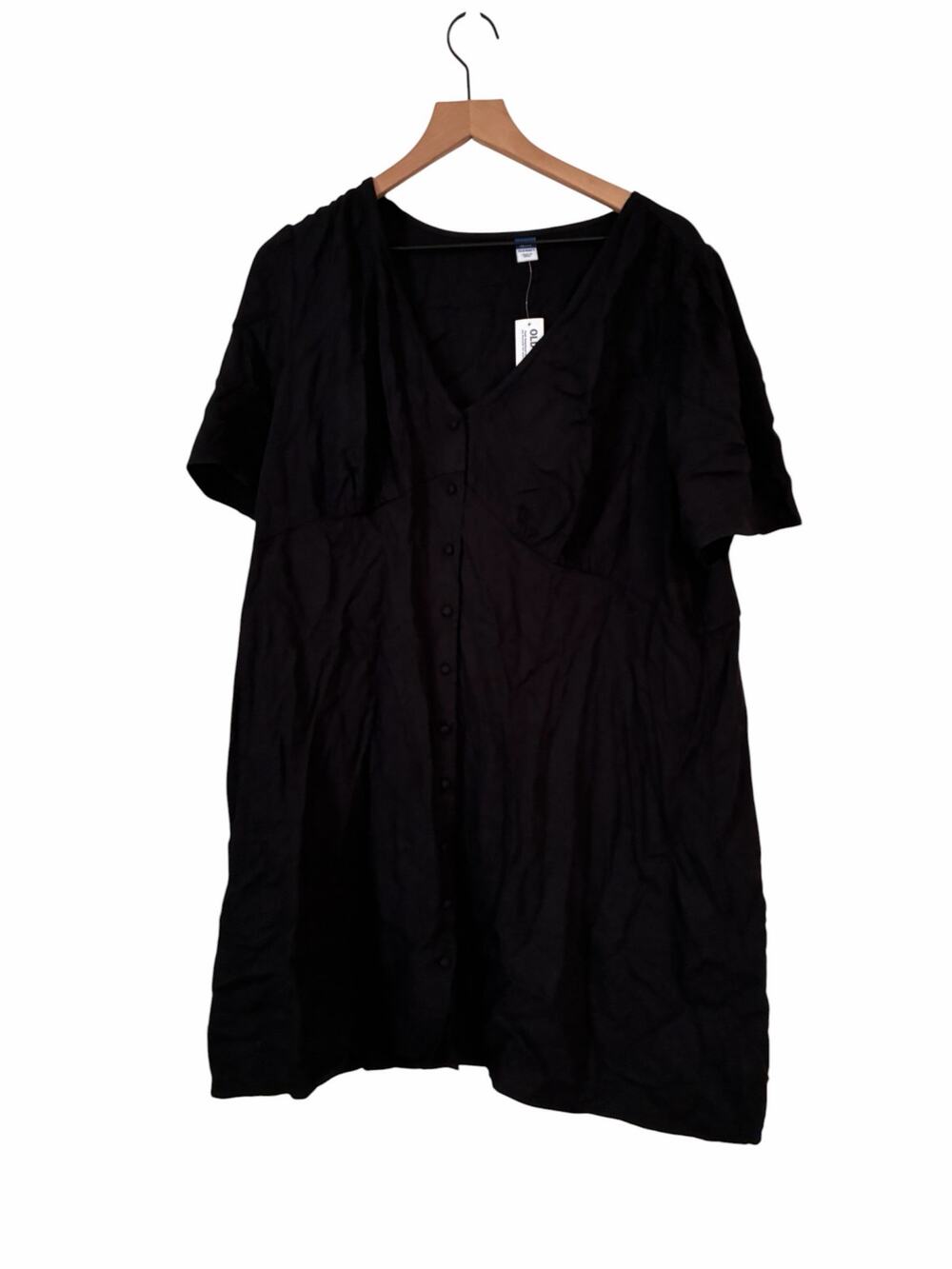 Old Navy Womens Black V Neck Button Front Casual Dress Size XXL Petite NWT